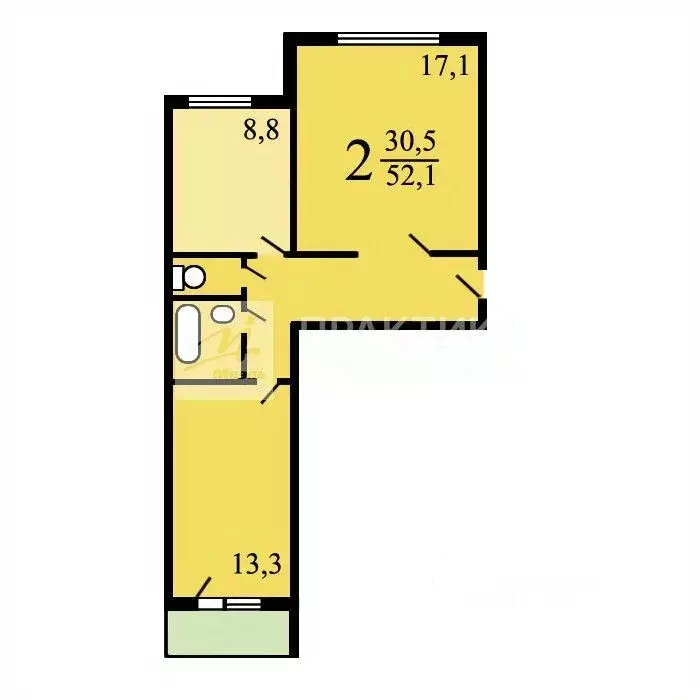 2-к кв. Москва Старобитцевская ул., 23К1 (52.1 м) - Фото 2