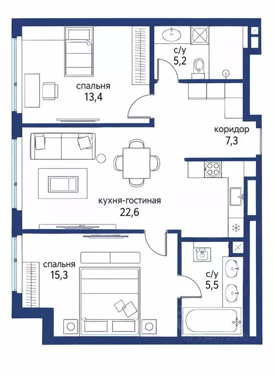 3-к кв. Москва ул. Нижние Мневники, 7 (69.3 м) - Фото 1