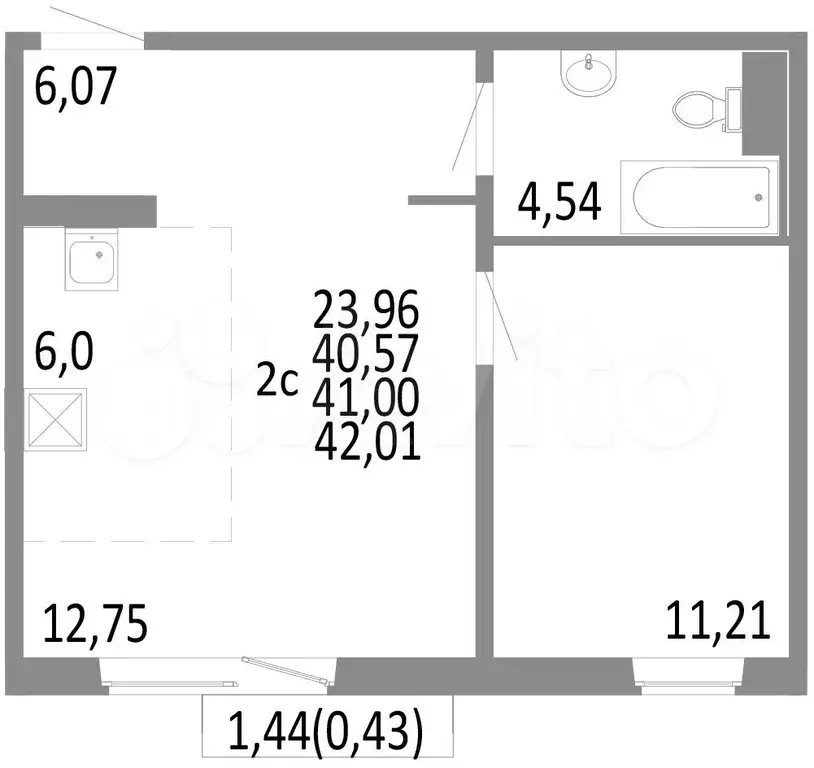2-к. квартира, 41 м, 3/10 эт. - Фото 0