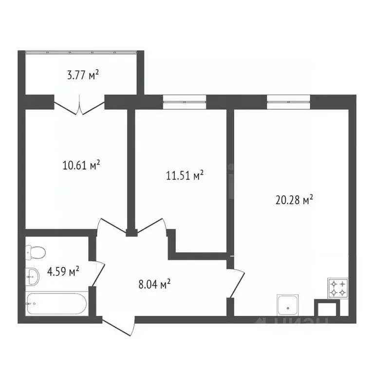 2-к кв. Тюменская область, Тюмень ул. Тимофея Чаркова, 79к3 (56.6 м) - Фото 0