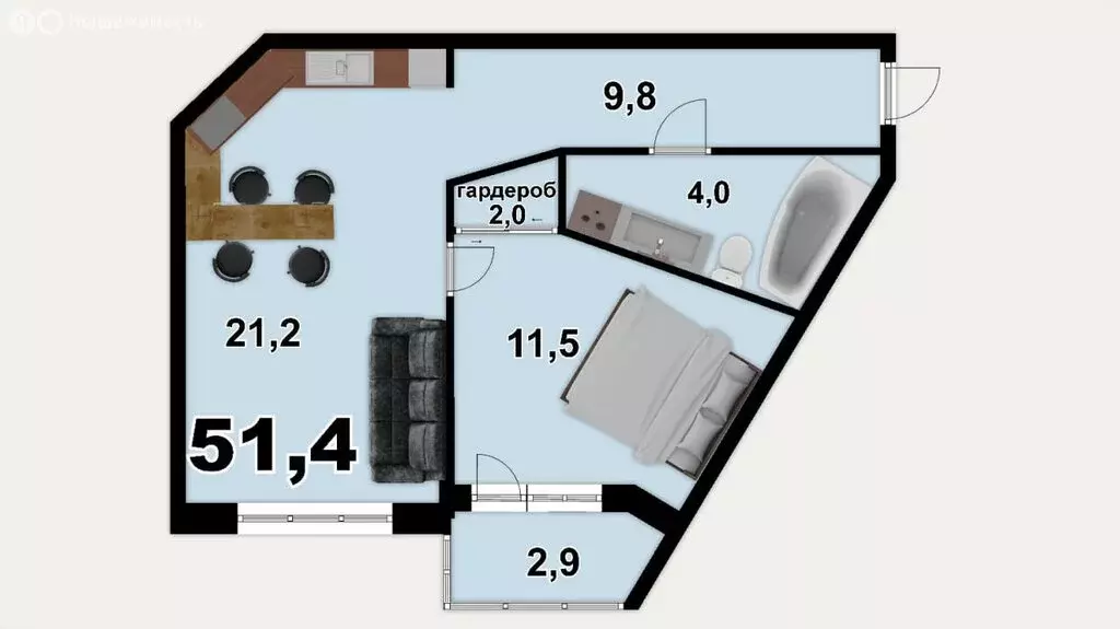 2-комнатная квартира: Саратов, Лунная улица, 30А (51 м) - Фото 1