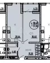 1-к. квартира, 60 м, 5/21 эт. - Фото 0