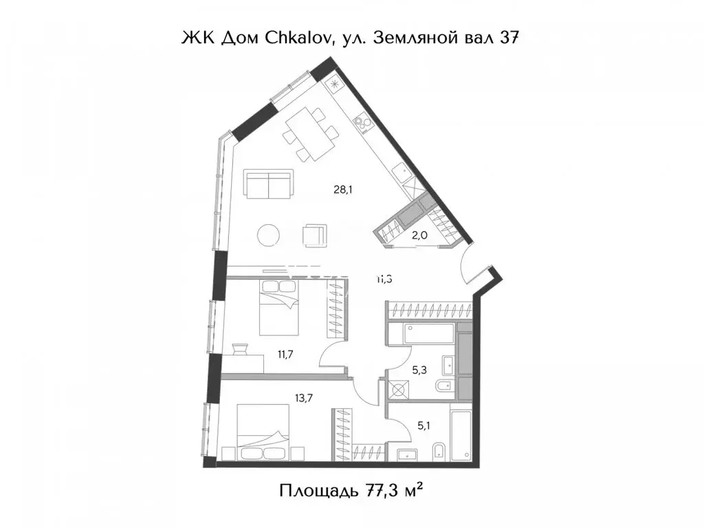 3-комнатная квартира: Москва, площадь Курского Вокзала, 1 (77.3 м) - Фото 0