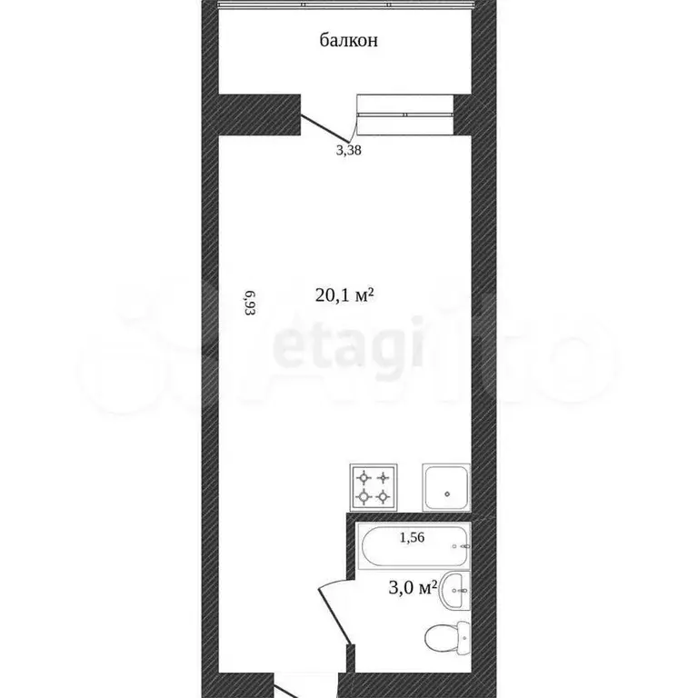 Квартира-студия, 22 м, 5/9 эт. - Фото 0