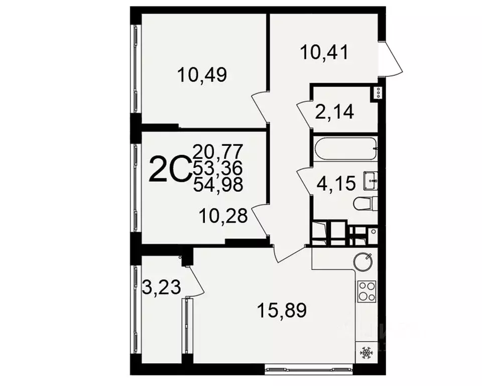 2-к кв. Тульская область, Тула  (53.36 м) - Фото 0