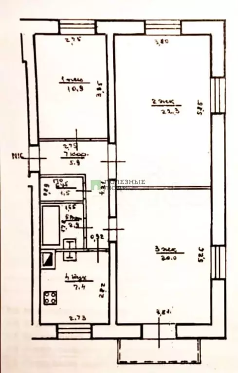 3-к. квартира, 70,9 м, 3/3 эт. - Фото 0