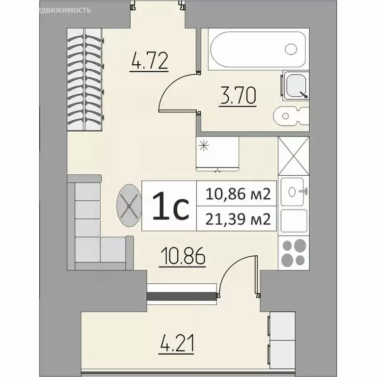 Квартира-студия: Оренбург, улица Поляничко, 6 (21.4 м) - Фото 1