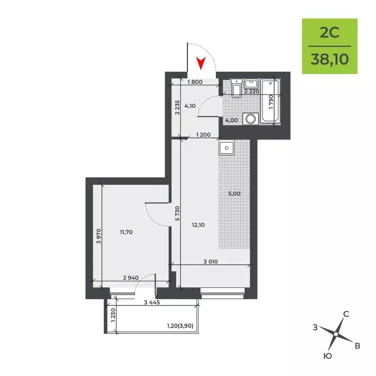 2-к кв. Новосибирская область, Новосибирск ДНК жилой комплекс (38.1 м) - Фото 0