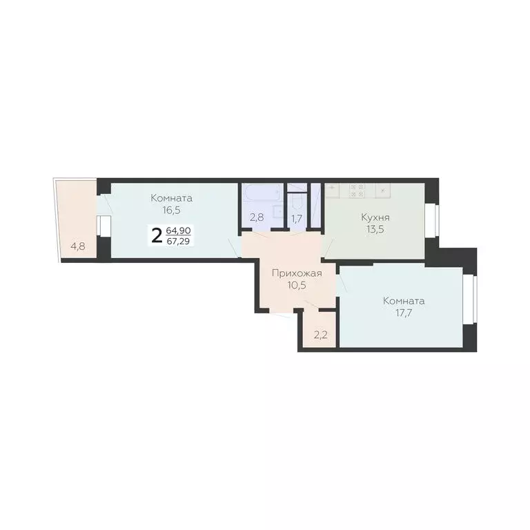 2-комнатная квартира: Подольск, микрорайон Красная Горка, Садовая ... - Фото 2