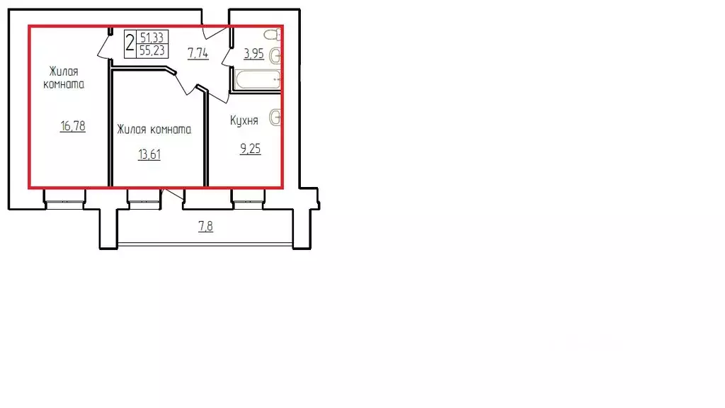2-к кв. Амурская область, Благовещенск Заводская ул., 4/9 (55.23 м) - Фото 1