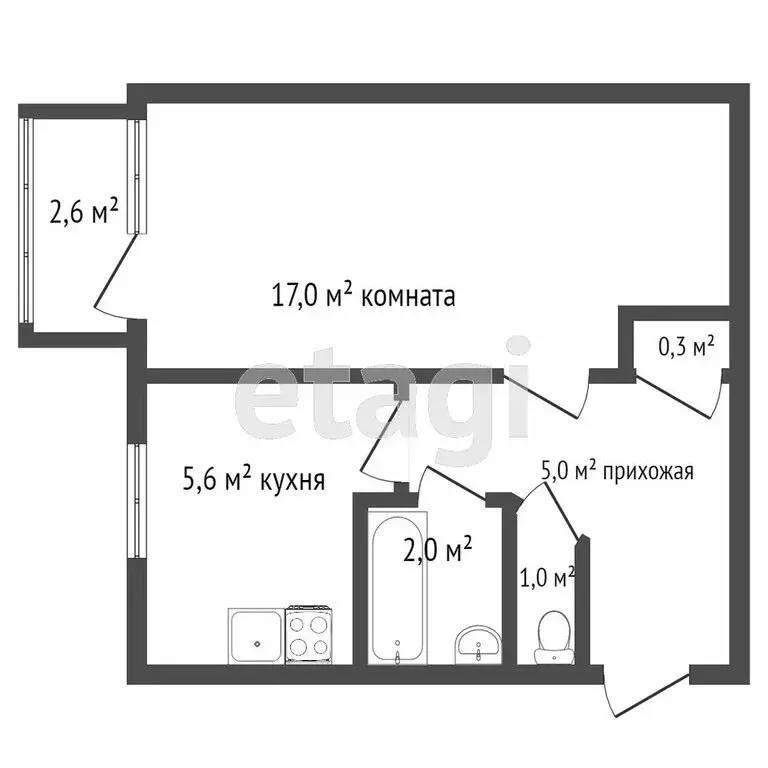 1-комнатная квартира: Санкт-Петербург, Витебский проспект, 61к3 (30.8 ... - Фото 1