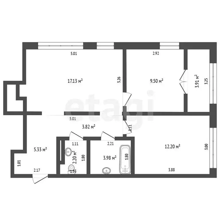 2-комнатная квартира: Тюмень, Камчатская улица, 107к1 (56.7 м) - Фото 1