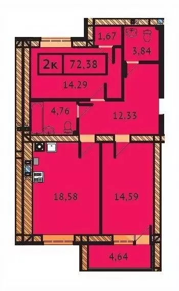 2-к кв. Ивановская область, Иваново Ивановская ул. (72.38 м) - Фото 0