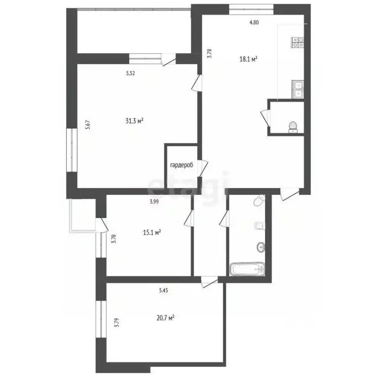 3-к кв. Ханты-Мансийский АО, Сургут Геологическая ул., 17 (116.8 м) - Фото 1