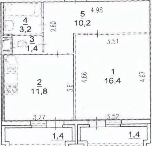 1-к кв. Санкт-Петербург Кременчугская ул., 9К1 (43.0 м) - Фото 1