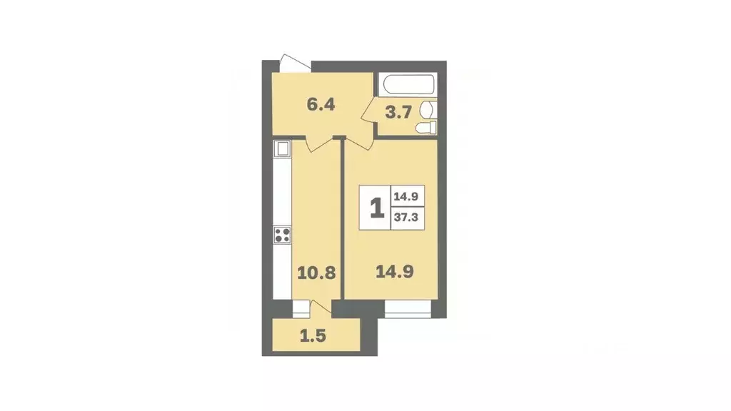1-к кв. Башкортостан, Уфа Дагестанская ул., лит11 (37.3 м) - Фото 1