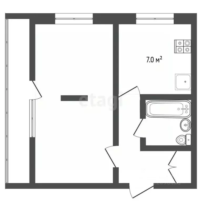 1-к кв. Москва Беловежская ул., 61 (33.0 м) - Фото 2