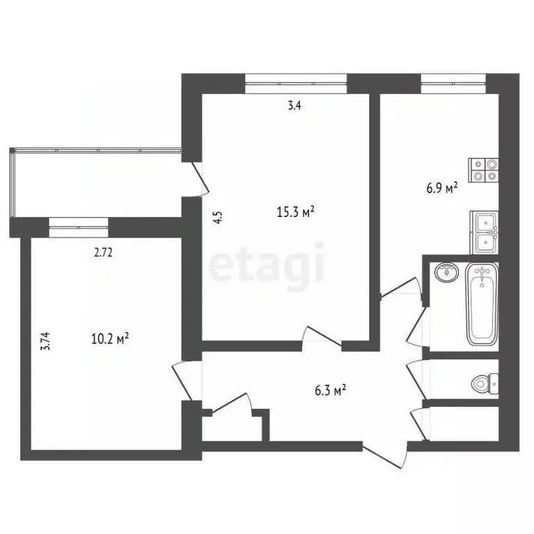 2-к кв. Ярославская область, Ярославль ул. Тургенева, 19 (42.5 м) - Фото 2