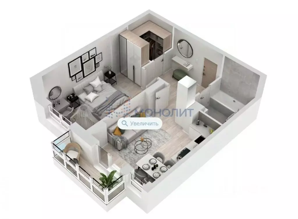 1-к кв. Нижегородская область, Нижний Новгород Вишневый пер., 3 (47.1 ... - Фото 2