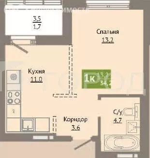 1-комнатная квартира: Новосибирск, улица Богдана Хмельницкого, 21 ... - Фото 0
