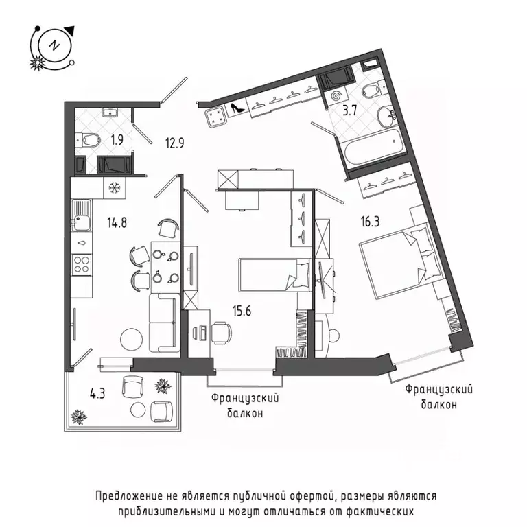 2-к кв. Санкт-Петербург Черниговская ул., 13к2 (67.5 м) - Фото 0