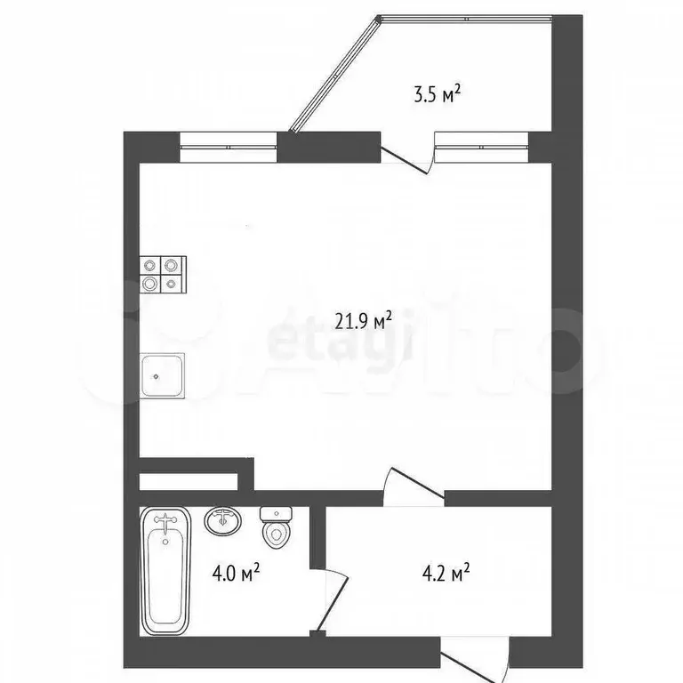 Квартира-студия, 30,2 м, 7/19 эт. - Фото 0