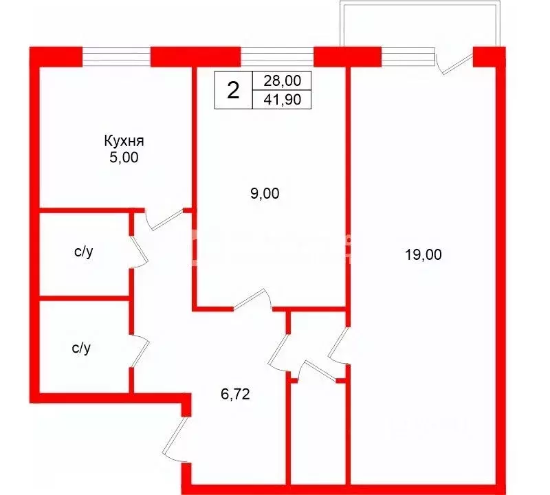 2-к кв. Санкт-Петербург ул. Орбели, 18 (41.9 м) - Фото 2