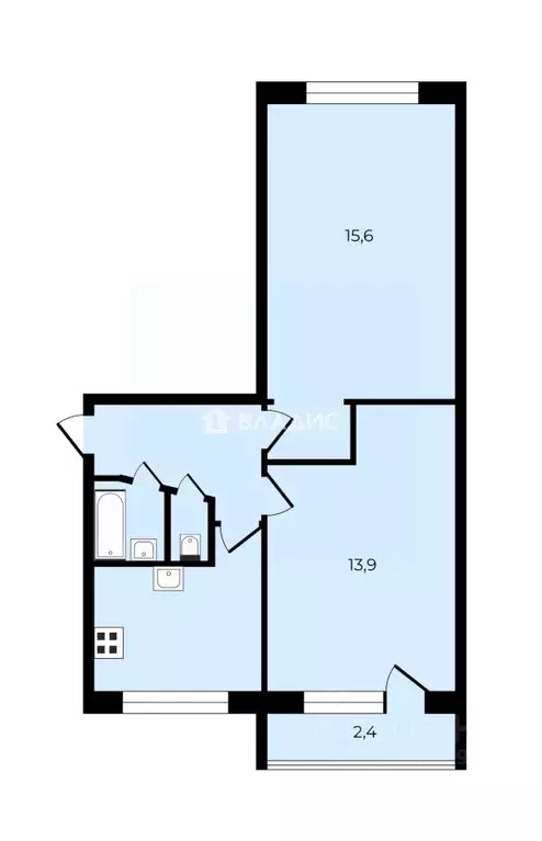 2-к кв. Санкт-Петербург просп. Славы, 30К4 (45.3 м) - Фото 2
