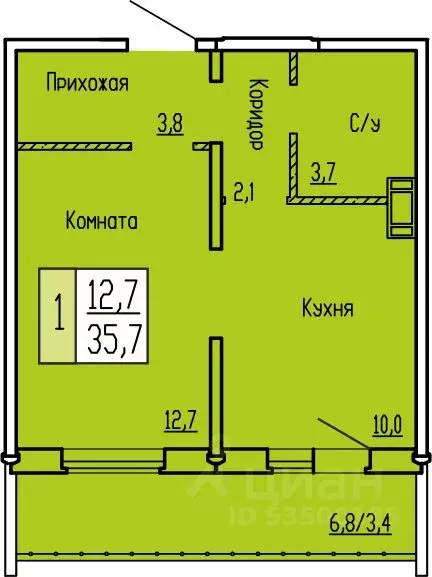 1-к кв. Курганская область, Курган ул. Карбышева, 52 (35.7 м) - Фото 0