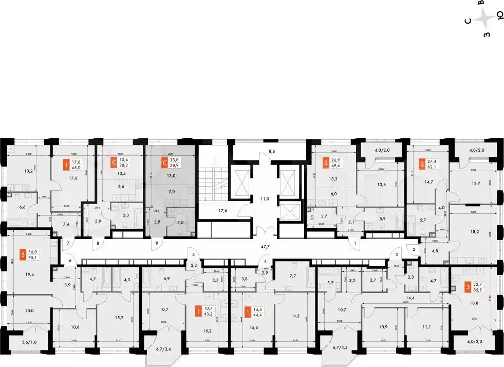 Квартира-студия, 28,9 м, 13/16 эт. - Фото 1