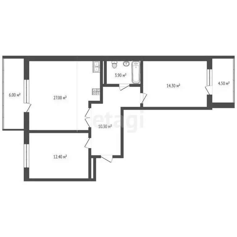2-комнатная квартира: Тюмень, улица Демьяна Бедного, 92 (62 м) - Фото 0