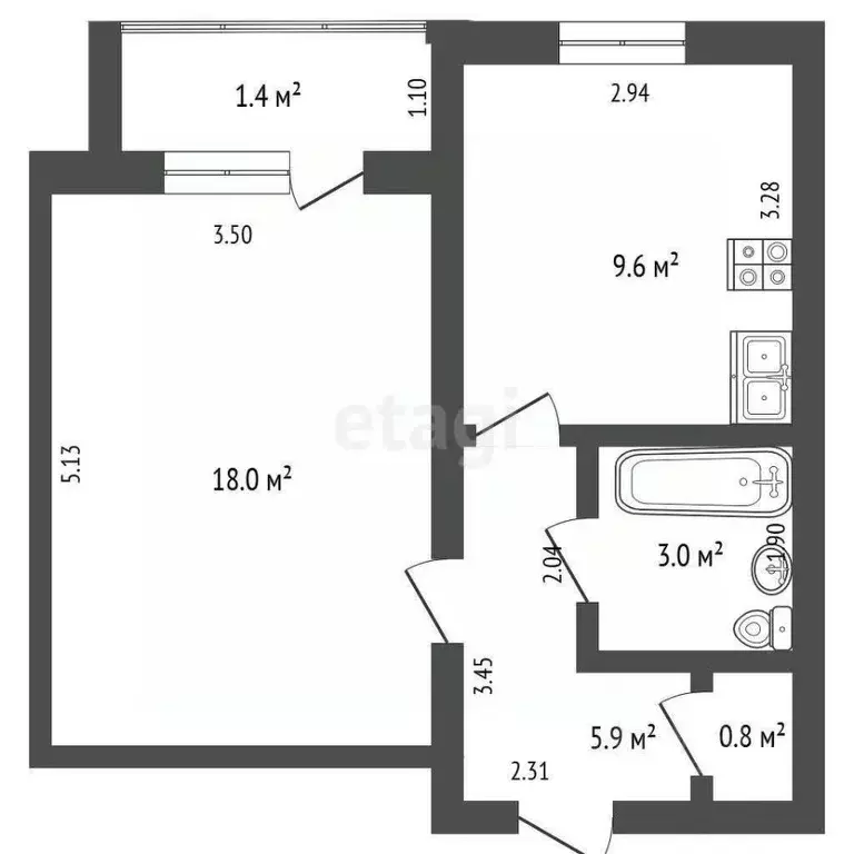 1-к кв. Башкортостан, Стерлитамак Коммунистическая ул., 83 (38.7 м) - Фото 1
