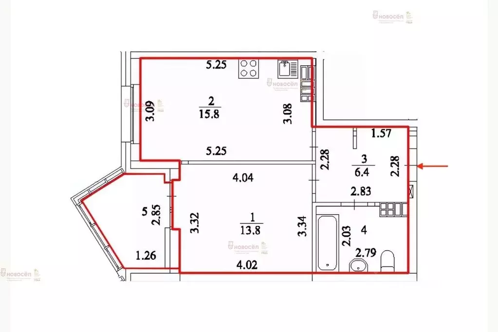 1-к кв. Свердловская область, Екатеринбург ул. Азина, 22/7 (41.4 м) - Фото 1