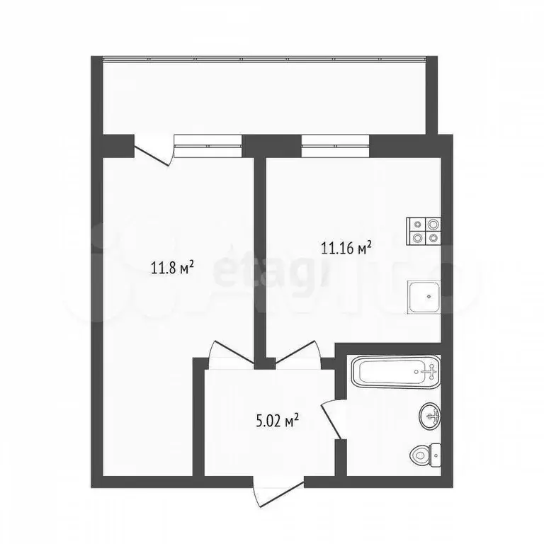 1-к. квартира, 32,4 м, 9/9 эт. - Фото 0