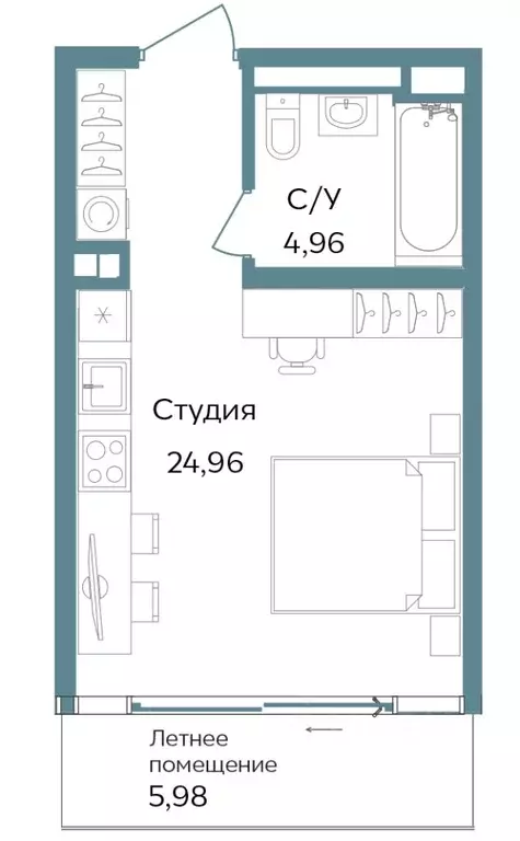 Студия Крым, Саки ул. Морская (35.9 м) - Фото 0