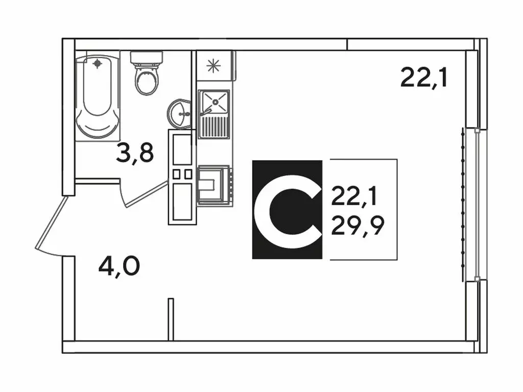 Квартира-студия: Краснодар, улица Западный Обход, 42 (30.2 м) - Фото 1