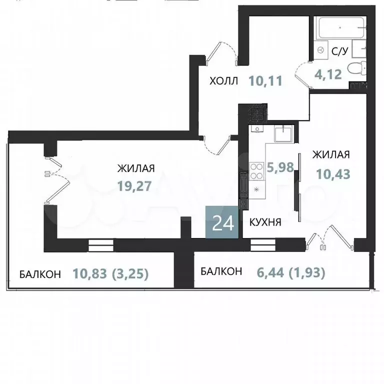 2-к. квартира, 55 м, 5/5 эт. - Фото 0