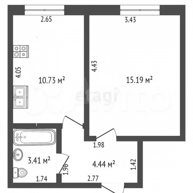 1-к. квартира, 34 м, 2/9 эт. - Фото 0