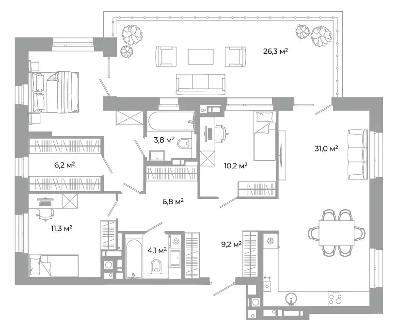 3-комнатная квартира: Астрахань, улица Латышева, 16А (124 м) - Фото 1