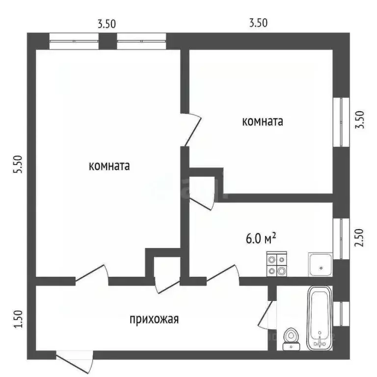 2-к кв. Вологодская область, Харовск Школьная ул., 11 (55.0 м) - Фото 1