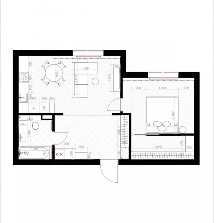 2-к кв. Санкт-Петербург просп. Бакунина, 33 (54.8 м) - Фото 2