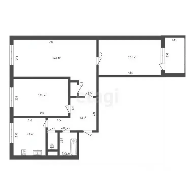 3-к кв. Московская область, Дмитров ул. Космонавтов, 36 (58.4 м) - Фото 2