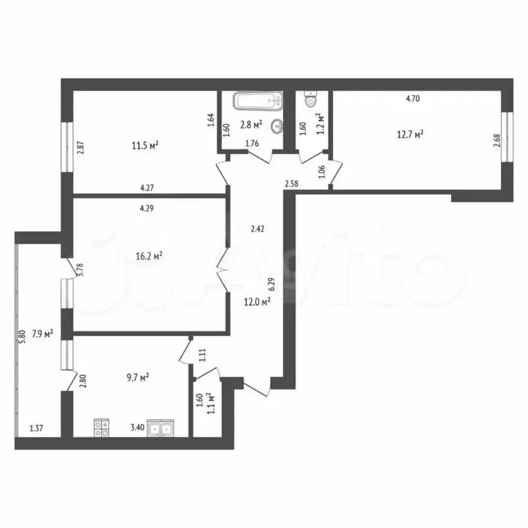 3-к. квартира, 76 м, 4/10 эт. - Фото 0