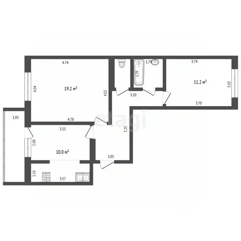 2-к кв. Чувашия, Чебоксары ул. Ленинского Комсомола, 34/8к1 (58.7 м) - Фото 2
