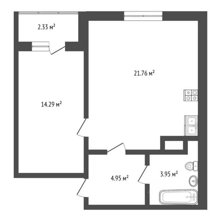 1-к кв. Тюменская область, Тюмень ул. Верхнетарманская, 1 (45.0 м) - Фото 2