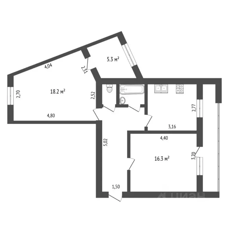 3-к кв. Тюменская область, Тюмень ул. Федюнинского, 11А (63.1 м) - Фото 1