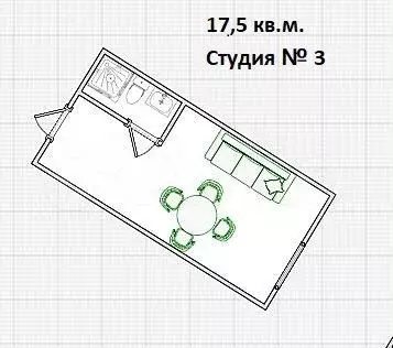 Квартира-студия, 17,5 м, 1/5 эт. - Фото 0