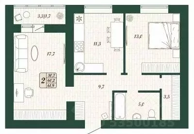 2-к кв. Самарская область, Волжский район, Смышляевка городское ... - Фото 1