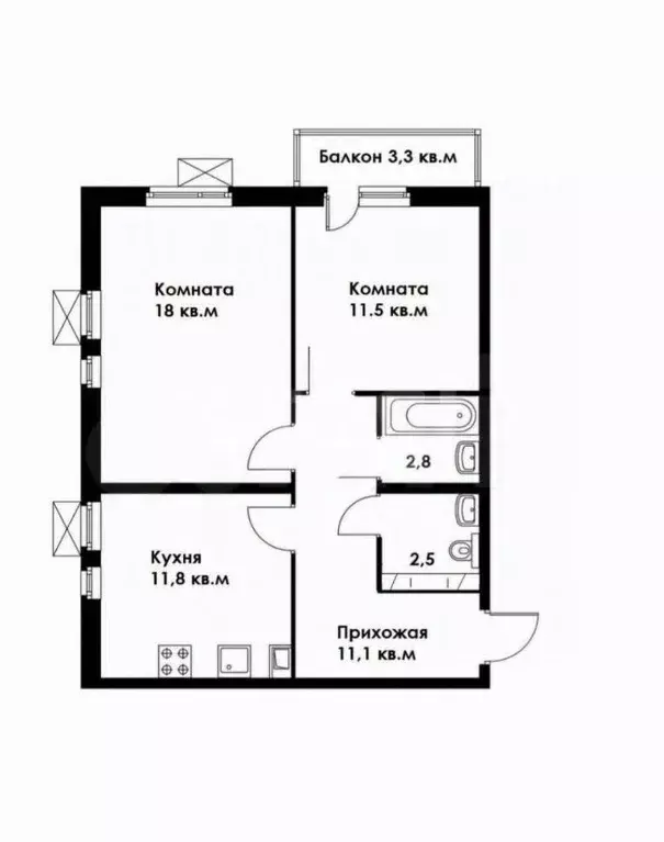 2-к кв. Краснодарский край, Новороссийск ул. Мурата Ахеджака, 16к2 ... - Фото 1