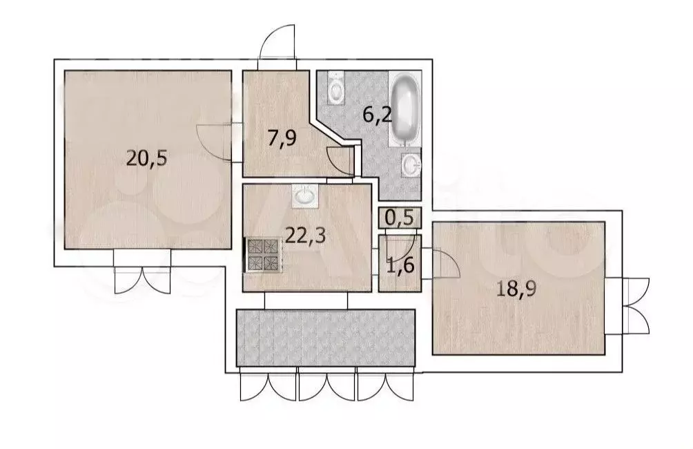 2-к. квартира, 78 м, 6/10 эт. - Фото 0